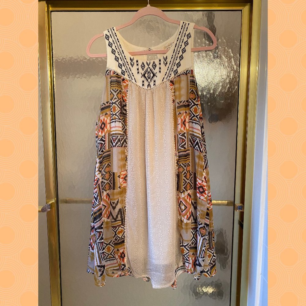 Rewind | Tribal Aztec Bohemian Cream Mini Dress